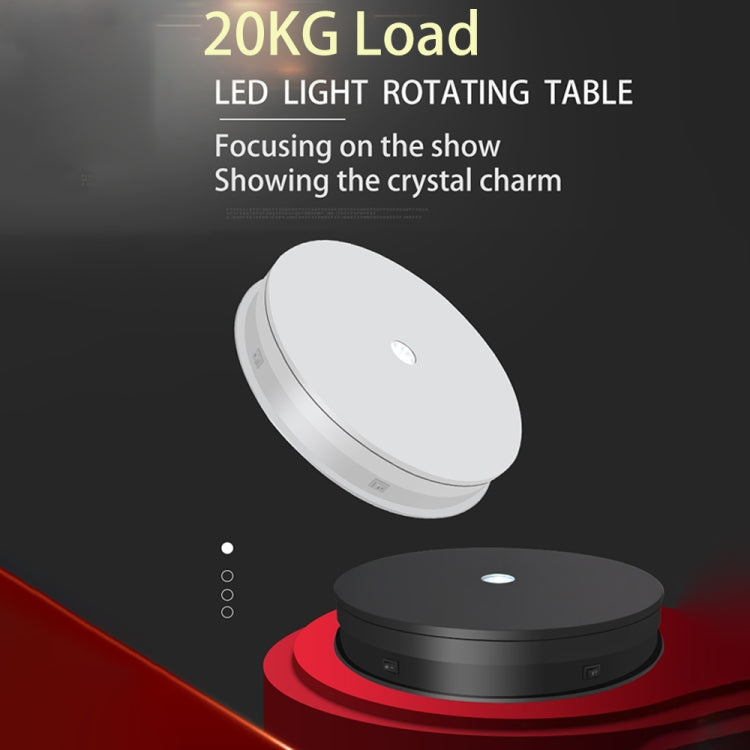 20cm Electric Rotating Turntable Display Stand LED Light Video Shooting Props Turntable, Power Plug:110V US Plug(Black) - free shipping - PMC Jewellery - Order now!
