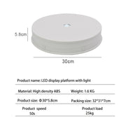 30cm Electric Rotating Turntable Display Stand  LED Light Video Shooting Props Turntable, Power Plug:220V AU Plug(White)