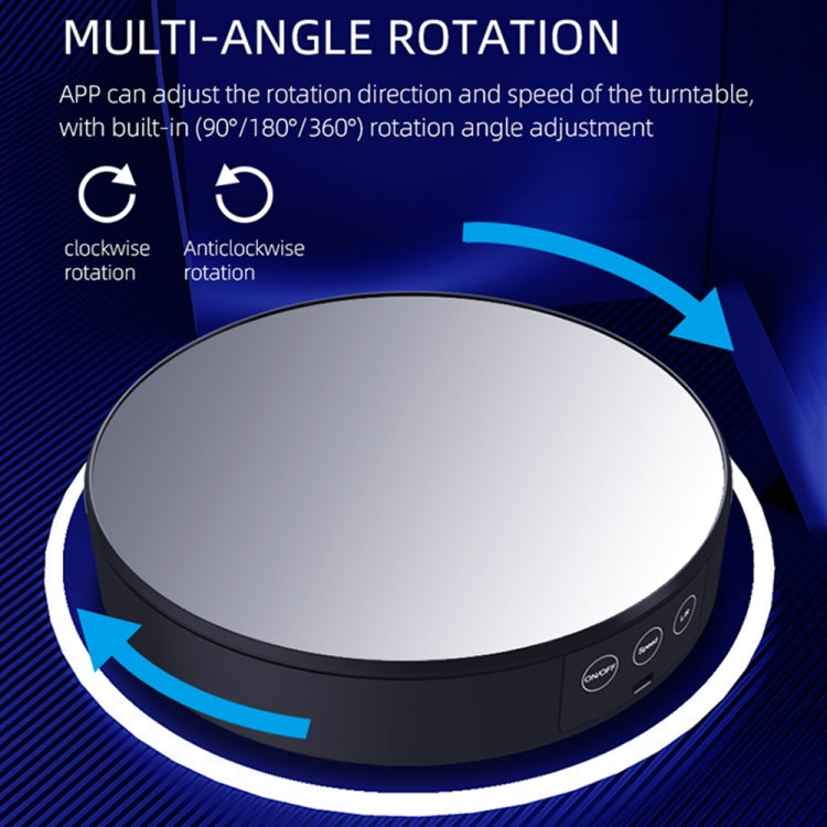 Intelligent APP Screen Display Electric Rotating Turntable Mirror Display Stand Live Broadcast Video Shooting Props Turntable(Blue Light) - free shipping - PMC Jewellery - Order now!