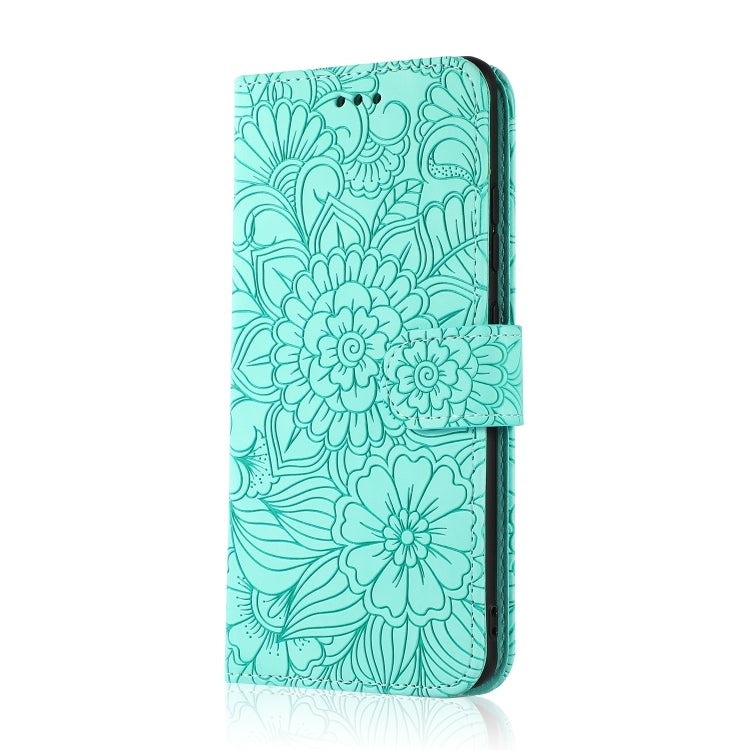 For Samsung Galaxy A32 4G Skin Feel Embossed Sunflower Horizontal Flip Leather Case with Holder & Card Slots & Wallet & Lanyard(Green) - Galaxy Phone Cases by PMC TechLife | Online Shopping South Africa | PMC TechLife
