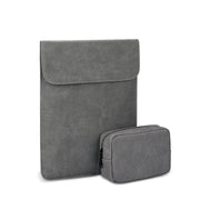 PU02 Ultra-thin Notebook Liner Bag with Small Bag, Size:14.1-15.4 inch(Dark Grey)