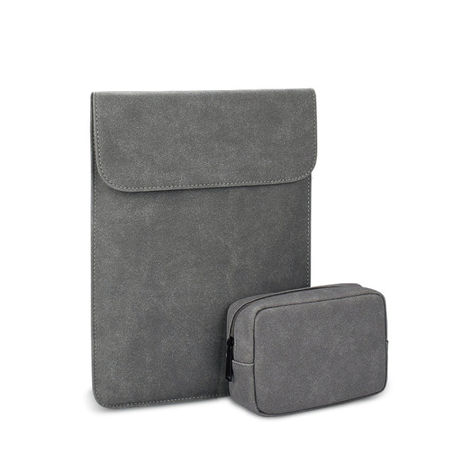 PU02 Ultra-thin Notebook Liner Bag with Small Bag, Size:14.1-15.4 inch(Dark Grey)