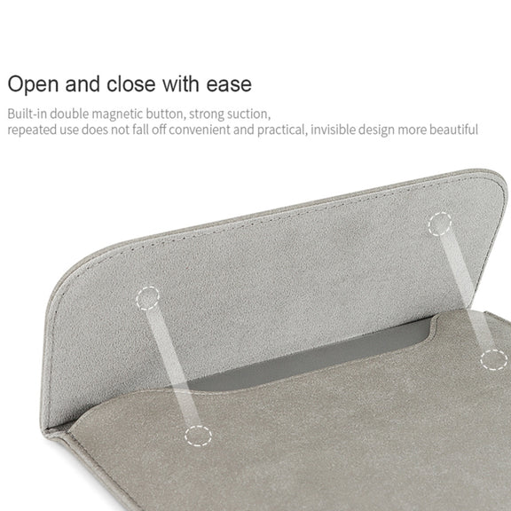 PU02 Ultra-thin Notebook Liner Bag with Small Bag, Size:14.1-15.4 inch(Dark Grey)
