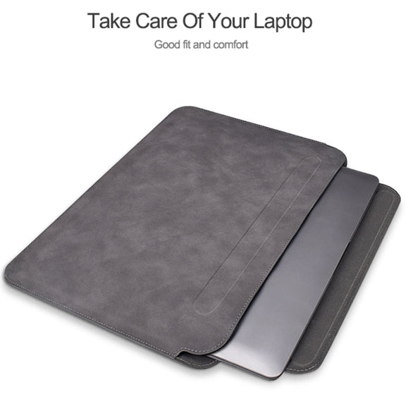 PU03 Lightweight Sheepskin Notebook Liner Bag, Size:14.1-15.4 inch(Deep Space Gray)