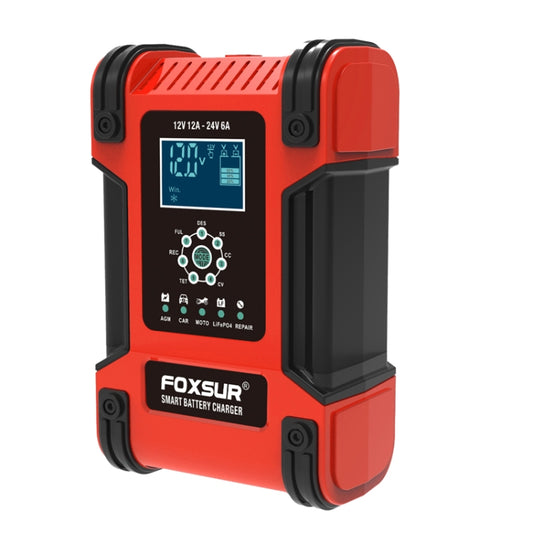FOXSUR 12A / 12V / 24V Car / Motorcycle 7-stage Lead-acid Battery AGM Charger, Plug Type:US Plug(Red) - free shipping - PMC Jewellery - Order now!