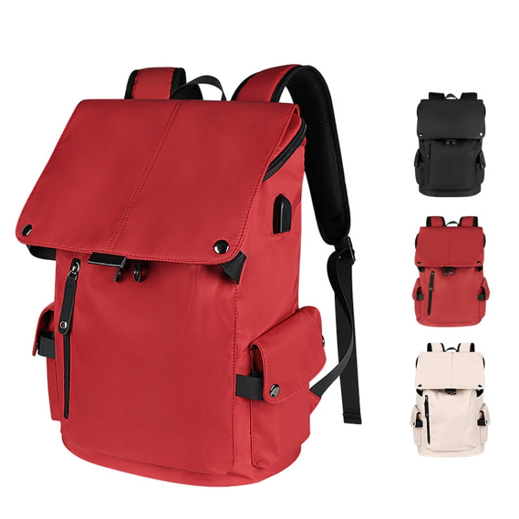 SJ02 13-15.6 inch Universal Large-capacity Laptop Backpack with USB Charging Port(Black)