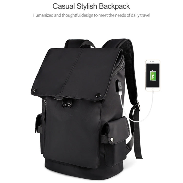 SJ02 13-15.6 inch Universal Large-capacity Laptop Backpack with USB Charging Port(Apricot)