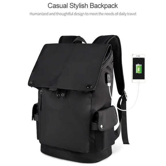 SJ02 13-15.6 inch Universal Large-capacity Laptop Backpack with USB Charging Port(Wine Red)