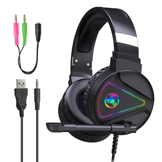 HXSJ F16 3.5mm + USB Port RGB Light Stereo Gaming Headset with Microphone(Black) - free shipping - PMC Jewellery - Order now!