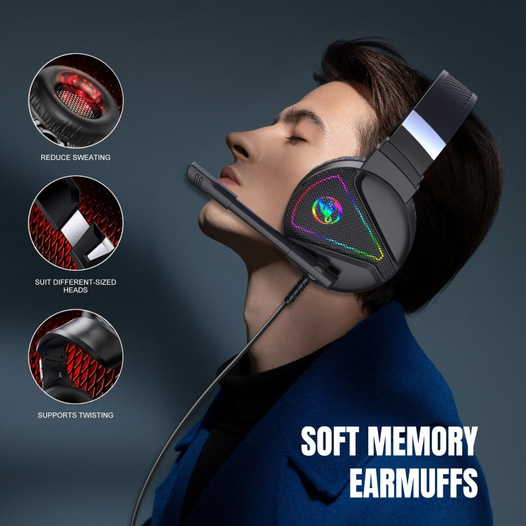 HXSJ F16 3.5mm + USB Port RGB Light Stereo Gaming Headset with Microphone(Black) - free shipping - PMC Jewellery - Order now!