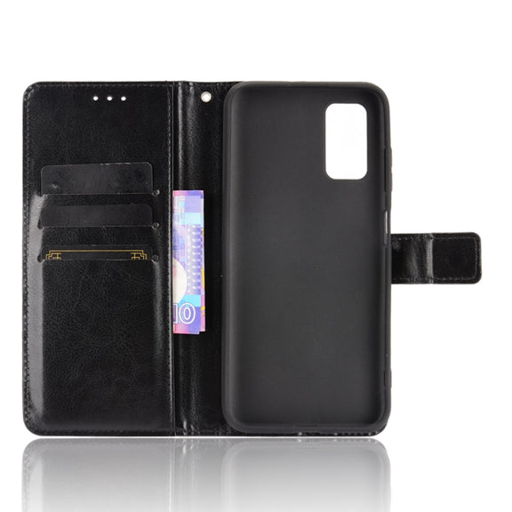 For Blackview A90 Crazy Horse Texture Horizontal Flip Leather Case with Holder & Card Slots & Lanyard(Black)