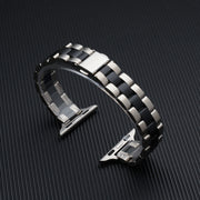 Three-beads Steel Watch Band For Apple Watch Series 9&8&7 41mm / SE 3&SE 2&6&SE&5&4 40mm / 3&2&1 38mm (Silver Black)