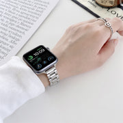 Three-beads Steel Watch Band For Apple Watch Ultra 49mm&Watch Ultra 2 49mm / Series 9&8&7 45mm / SE 3&SE 2&6&SE&5&4 44mm / 3&2&1 42mm (Gold + Silver)