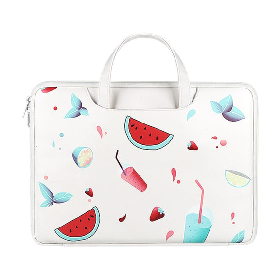 ST01KT Lightweight PU Printed Laptop Bag, Size:14.1-15.4 inch(Watermelon)