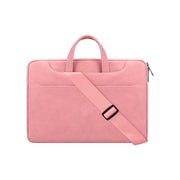 ST06SDJ Frosted PU Business Laptop Bag with Detachable Shoulder Strap, Size:14.1-15.4 inch(Pink)