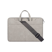 ST06SDJ Frosted PU Business Laptop Bag with Detachable Shoulder Strap, Size:14.1-15.4 inch(Light Gray)