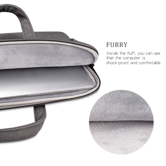 ST06SDJ Frosted PU Business Laptop Bag with Detachable Shoulder Strap, Size:14.1-15.4 inch(Dark Gray)