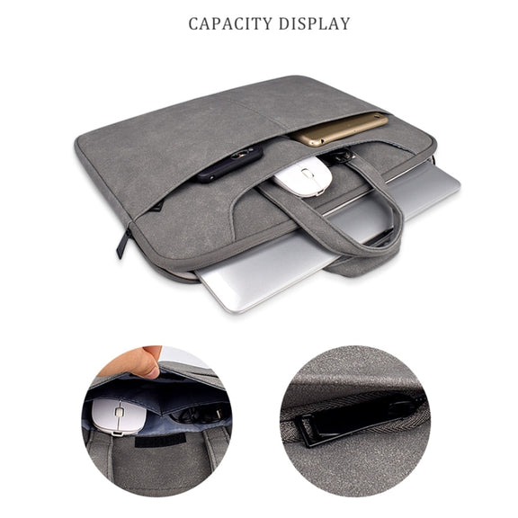 ST06SDJ Frosted PU Business Laptop Bag with Detachable Shoulder Strap, Size:14.1-15.4 inch(Dark Gray)