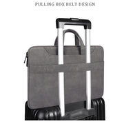 ST06SDJ Frosted PU Business Laptop Bag with Detachable Shoulder Strap, Size:14.1-15.4 inch(Dark Gray)