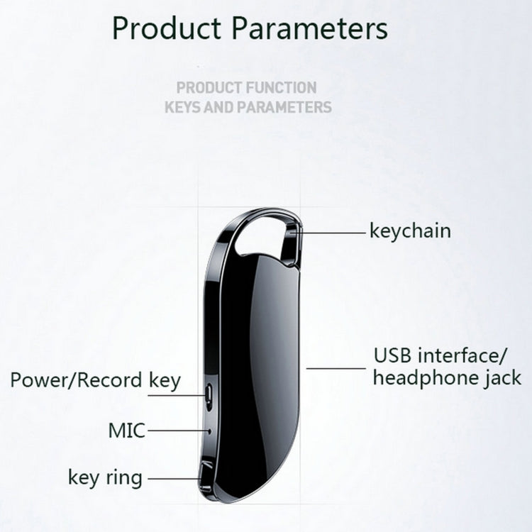 V11 Portable Keychain HD Recording Pen Voice Recorder, Capacity:64GB(Black)