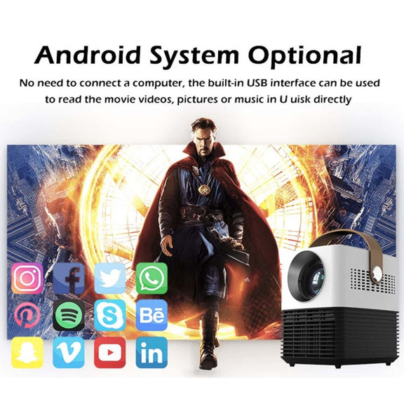 WEJOY L7 854x480P 100 ANSI Lumens Portable Home Theater LED HD Digital Projector with Battery, Android 6.0, 1G+8G, US Plug