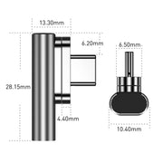 100W USB-C / Type-C Female to 20 Pin Magnetic USB-C / Type-C Male Elbow Adapter (Silver)