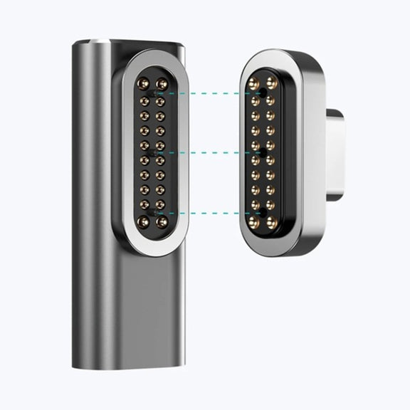 100W USB-C / Type-C Female to 20 Pin Magnetic USB-C / Type-C Male Elbow Adapter(Dark Gray)