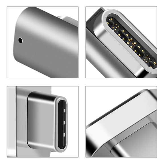 100W USB-C / Type-C Female to 20 Pin Magnetic USB-C / Type-C Male Elbow Adapter (Silver)