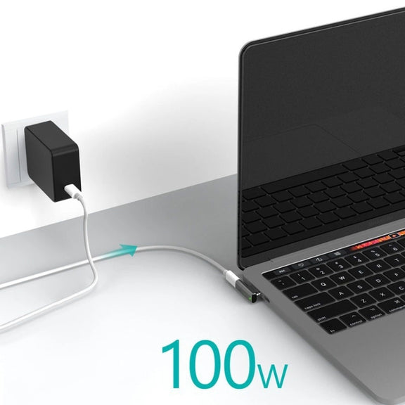 100W USB-C / Type-C Female to 20 Pin Magnetic USB-C / Type-C Male Elbow Adapter(Dark Gray)