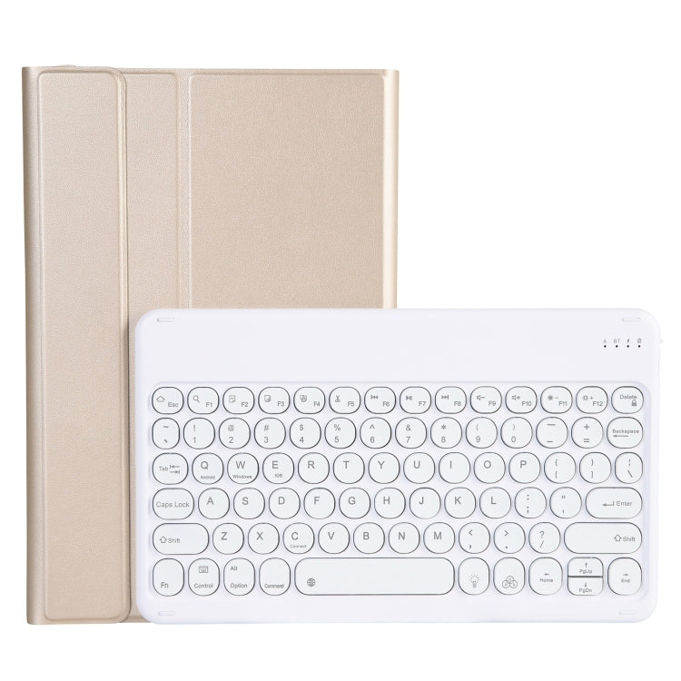 For Lenovo Pad Plus 11 inch TB-J607F / Tab P11 11 inch TB-J606F / Pad 11 inch YAM12 Backlight Style Lambskin Texture Detachable Round Keycap Bluetooth Keyboard Leather Tablet Case with Holder(Gold) - Lenovo Keyboard by PMC TechLife | Online Shopping South Africa | PMC TechLife