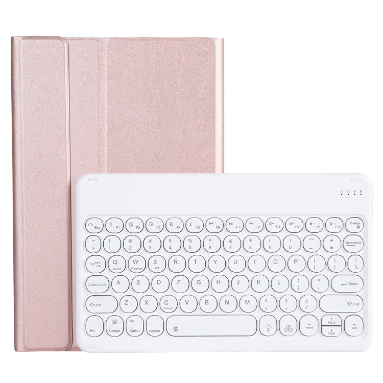 For Lenovo Pad Plus 11 inch TB-J607F / Tab P11 11 inch TB-J606F / Pad 11 inch YAM12 Backlight Style Lambskin Texture Detachable Round Keycap Bluetooth Keyboard Leather Tablet Case with Holder(Rose Gold) - Lenovo Keyboard by PMC TechLife | Online Shopping South Africa | PMC TechLife