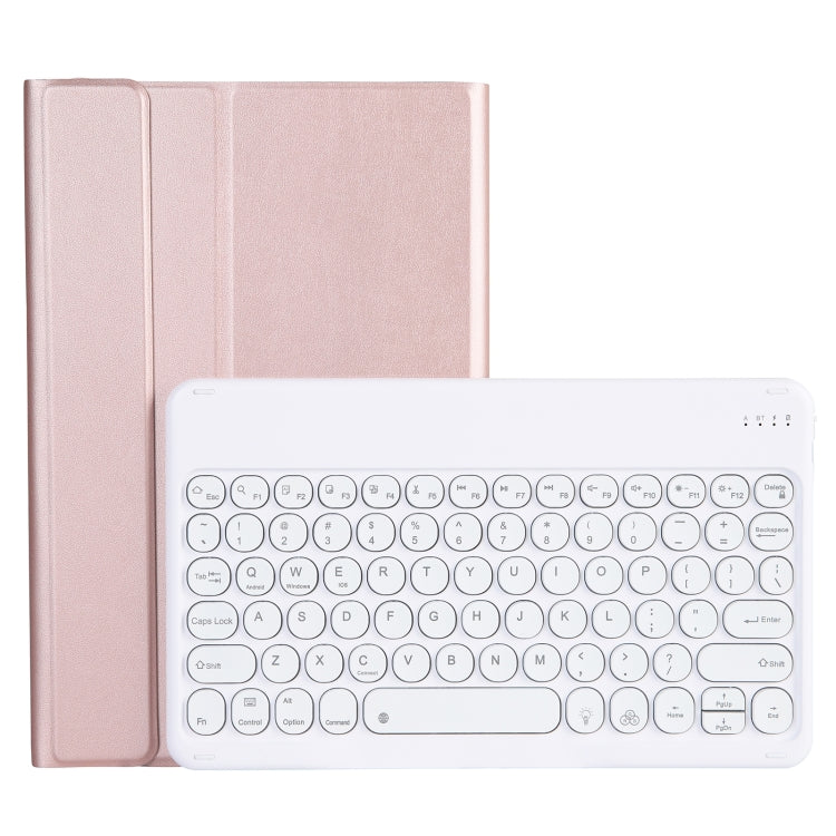 For Lenovo Pad Plus 11 inch TB-J607F / Tab P11 11 inch TB-J606F / Pad 11 inch YAM12 Backlight Style Lambskin Texture Detachable Round Keycap Bluetooth Keyboard Leather Tablet Case with Holder(Rose Gold) - Lenovo Keyboard by PMC TechLife | Online Shopping South Africa | PMC TechLife