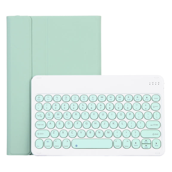 For Lenovo Pad Pro 11.5 inch 2021 TB-J716F / Tab P11 Pro 11.5 inch TB-J706F YAM13 Lambskin Texture Detachable Round Keycap Bluetooth Keyboard Leather Tablet Case with Holder(Light Green)