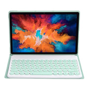 For Lenovo Pad Pro 11.5 inch 2021 TB-J716F / Tab P11 Pro 11.5 inch TB-J706F YAM13 Lambskin Texture Detachable Round Keycap Bluetooth Keyboard Leather Tablet Case with Holder(Light Green)