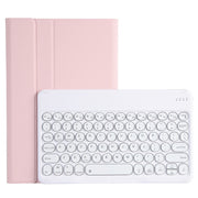 For Lenovo Pad Pro 11.5 inch 2021 TB-J716F / Tab P11 Pro 11.5 inch TB-J706F YAM13 Backlight Style Lambskin Texture Detachable Round Keycap Bluetooth Keyboard Leather Tablet Case with Holder(Pink)