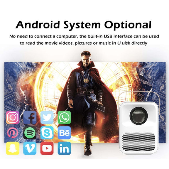 WEJOY Y1 1920x1080P 100 ANSI Lumens Portable Home Theater LED HD Digital Projector, Android 6.0, 1G+16G, AU Plug (White)