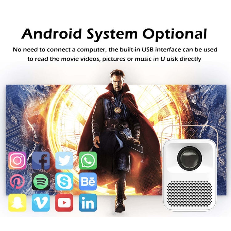 WEJOY Y1 1920x1080P 100 ANSI Lumens Portable Home Theater LED HD Digital Projector, Android 6.0, 1G+16G, AU Plug (White)