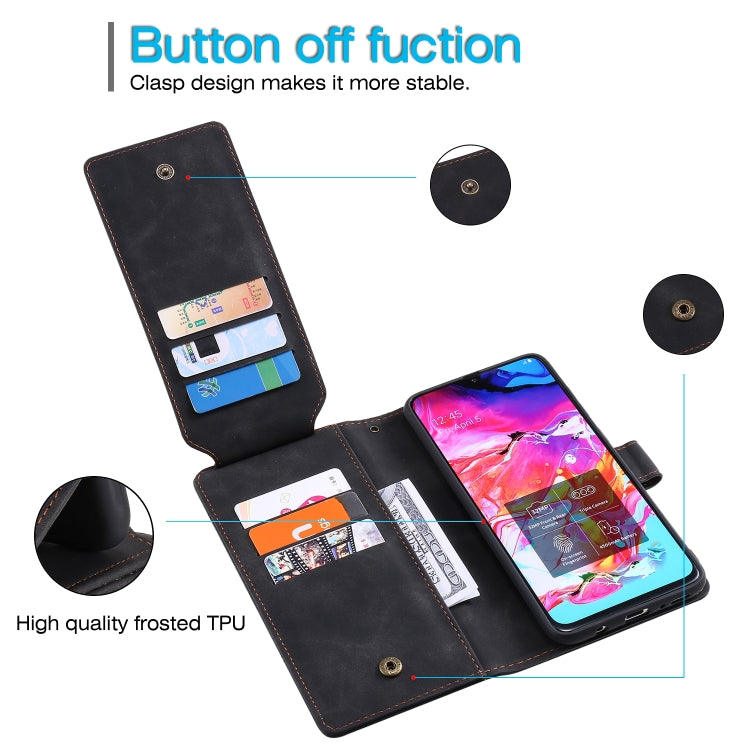 For Samsung Galaxy A70 Skin Feel Business Horizontal Flip PU Leather Case with Holder & Multi-Card Slots & Wallet & Lanyard & Photo Frame(Black) - Galaxy Phone Cases by PMC TechLife | Online Shopping South Africa | PMC TechLife