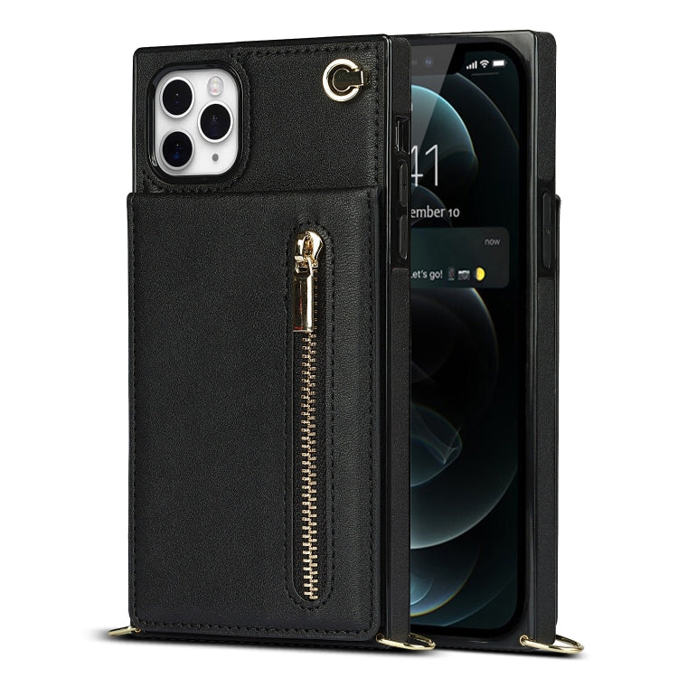 For iPhone 11 Pro Max Cross-body Zipper Square TPU+PU Back Cover Case with Holder & Card Slots & Wallet & Strap (Black) - iPhone 11 Pro Max Cases by PMC TechLife | Online Shopping South Africa | PMC TechLife