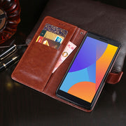 For Alcatel 1 2021 idewei Crazy Horse Texture Horizontal Flip Leather Case with Holder & Card Slots & Wallet(Blue)