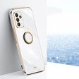 For Samsung Galaxy A82 5G XINLI Straight 6D Plating Gold Edge TPU Shockproof Case with Ring Holder(White) - Galaxy Phone Cases by XINLI | Online Shopping South Africa | PMC TechLife