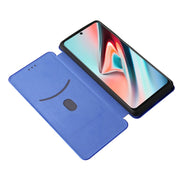 For Blackview A100 Carbon Fiber Texture Horizontal Flip TPU + PC + PU Leather Case with Card Slot(Blue)