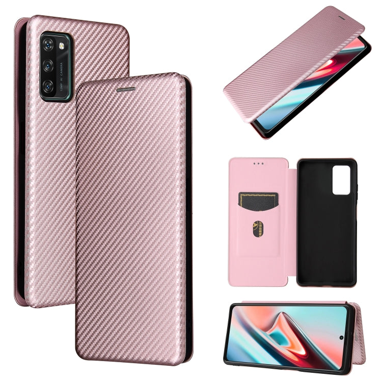 For Blackview A100 Carbon Fiber Texture Horizontal Flip TPU + PC + PU Leather Case with Card Slot(Pink) - More Brand by PMC TechLife | Online Shopping South Africa | PMC TechLife