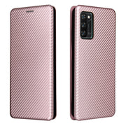 For Blackview A100 Carbon Fiber Texture Horizontal Flip TPU + PC + PU Leather Case with Card Slot(Pink)