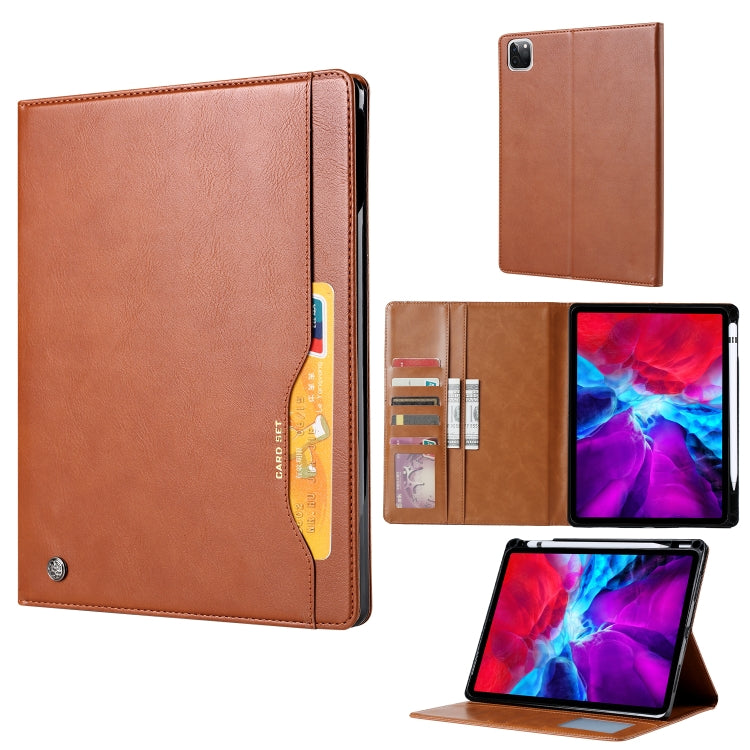 For iPad Air 13 2024 / iPad Pro 12.9 2022 / 2021 / 2010 Knead Skin Texture Horizontal Flip Leather Tablet Case with Photo Frame & Holder & Card Slots & Wallet (Brown) - iPad Pro 12.9 (2022/2021) Cases by PMC TechLife | Online Shopping South Africa | PMC TechLife | Buy Now Pay Later Mobicred