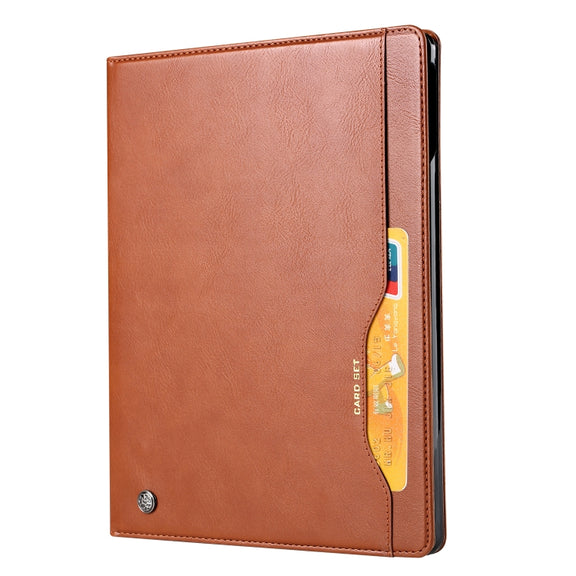 For iPad Air 13 2024 / iPad Pro 12.9 2022 / 2021 / 2010 Knead Skin Texture Horizontal Flip Leather Tablet Case with Photo Frame & Holder & Card Slots & Wallet (Brown)