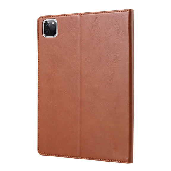For iPad Air 13 2024 / iPad Pro 12.9 2022 / 2021 / 2010 Knead Skin Texture Horizontal Flip Leather Tablet Case with Photo Frame & Holder & Card Slots & Wallet (Brown)