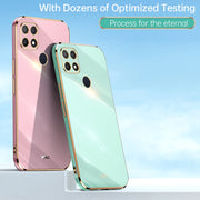 For OPPO A15 XINLI Straight Edge 6D Electroplate TPU Phone Case(Pink)