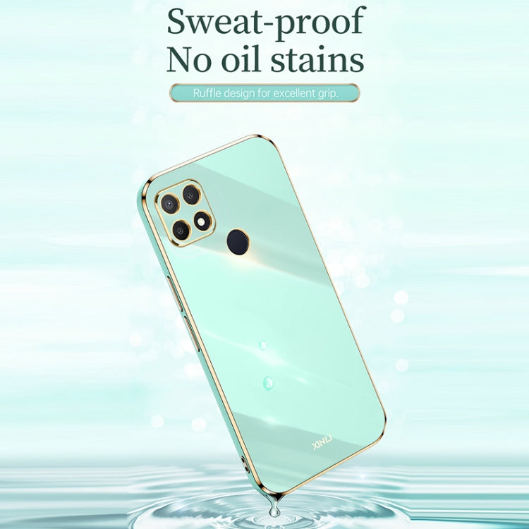 For OPPO A15 XINLI Straight Edge 6D Electroplate TPU Phone Case(Pink)