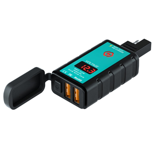 WUPP ZH-1422A1 DC12-24V Motorcycle Square Dual USB Fast Charging Charger with Switch + Voltmeter + Integrated SAE Socket - free shipping - PMC Jewellery - Order now!